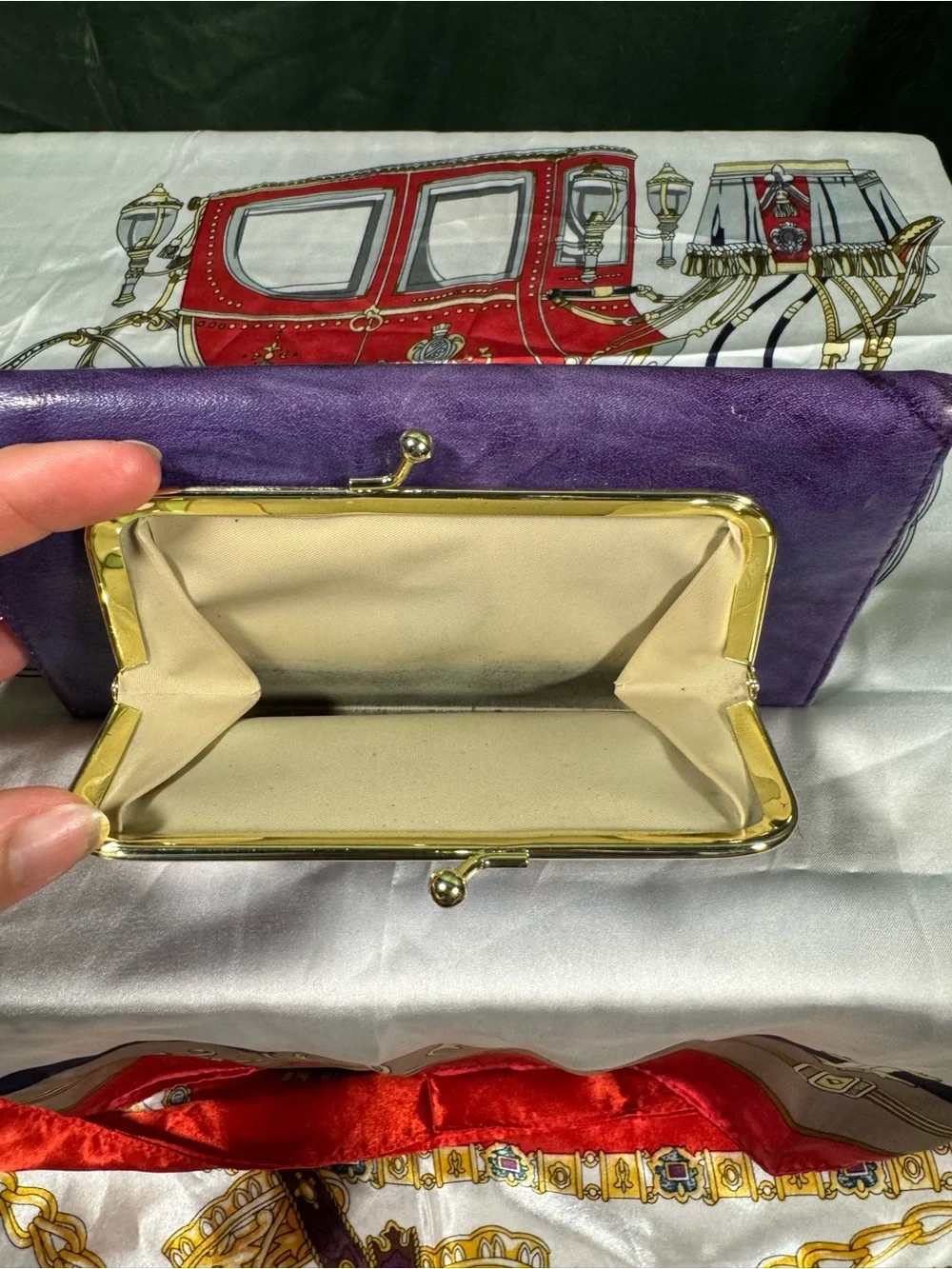 Buxton Purple Leather Envelope Clutch